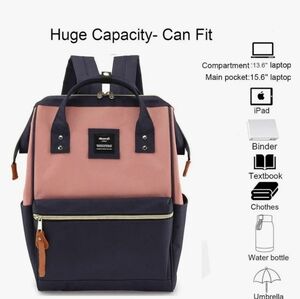 Himawari Pink/Navy Blue Laptop Backpack Travel Backpack Or Diaper Bag